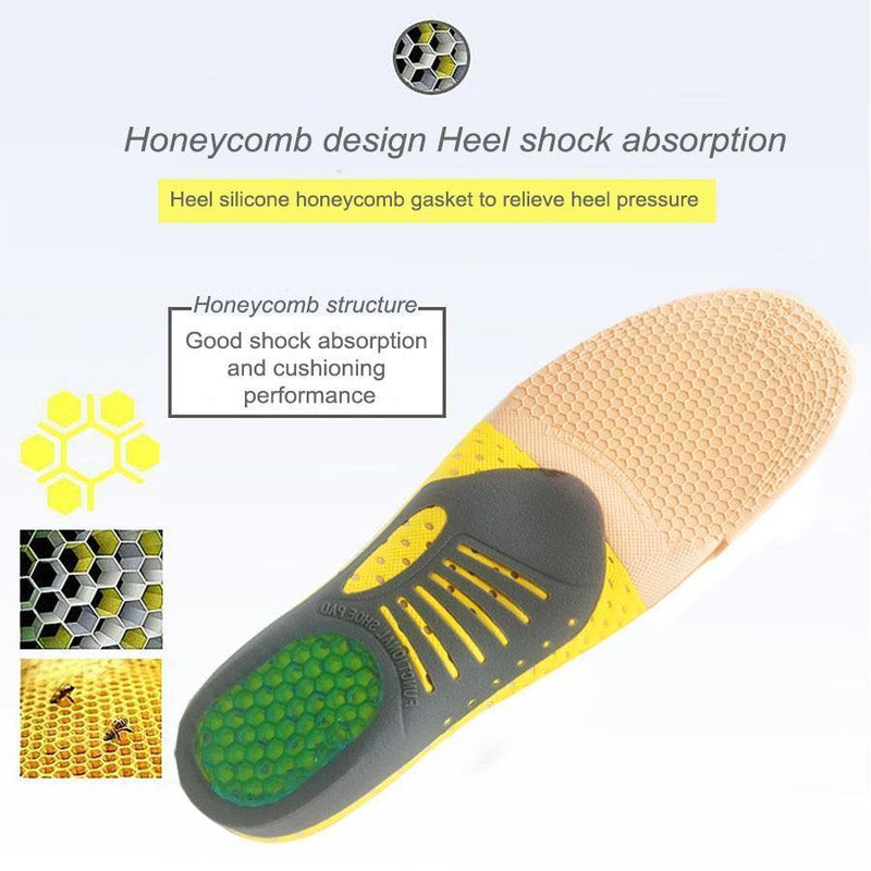 Image de la structure en nid d'abeilles qui se trouve à l'arrière de la semelle orthopédique.