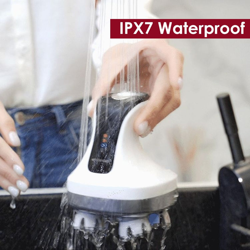 Image du masseur de tête intelligent 4D pouvant être utilisé sous l'eau grâce à sa protection IPX7.