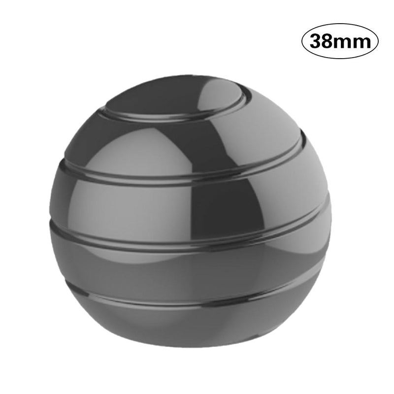 Gyroscope sphérique rotatif en métal de 38 mm et de couleur noire.